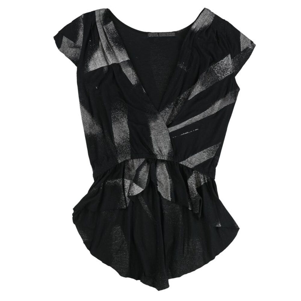 Evil Genius Womens Glitter Pattern Peplum Blouse, NWT